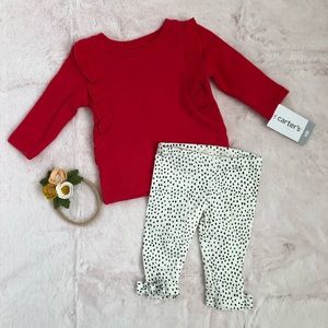 Baby Girl Red Top & Leggings Set